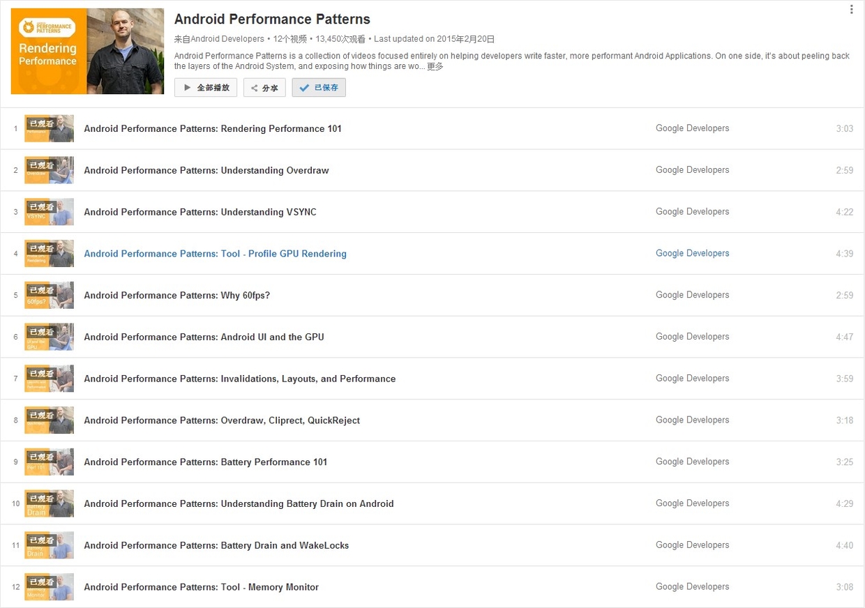 Android Performance Patterns Overview